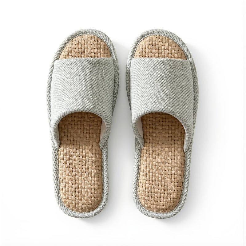 Linen Indoor Slippers Multi Scenario Use Guest Office Bedroom Kitchen Slides - Image 1