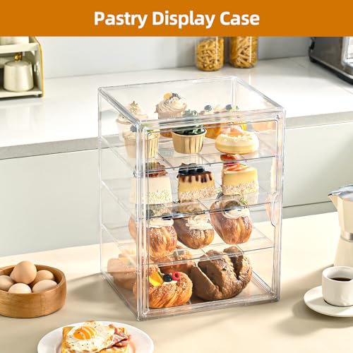 beehomay Pastry Display Case4Tier Adjustable Clear Bread Storage with Magnetic DoorBread Box for Kitchen Countertop157x118x98xinch 4 Tier1 Pack - Image 3