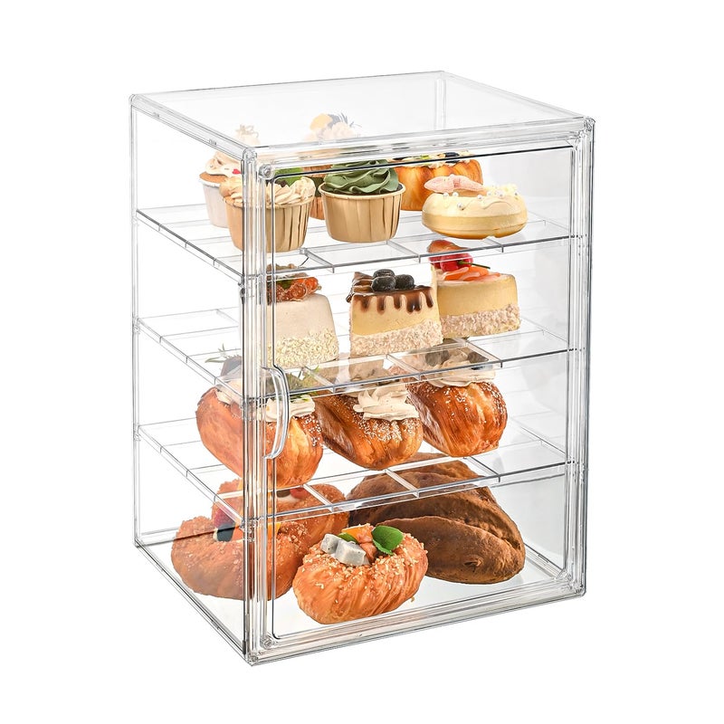 beehomay Pastry Display Case4Tier Adjustable Clear Bread Storage with Magnetic DoorBread Box for Kitchen Countertop157x118x98xinch 4 Tier1 Pack - Image 2