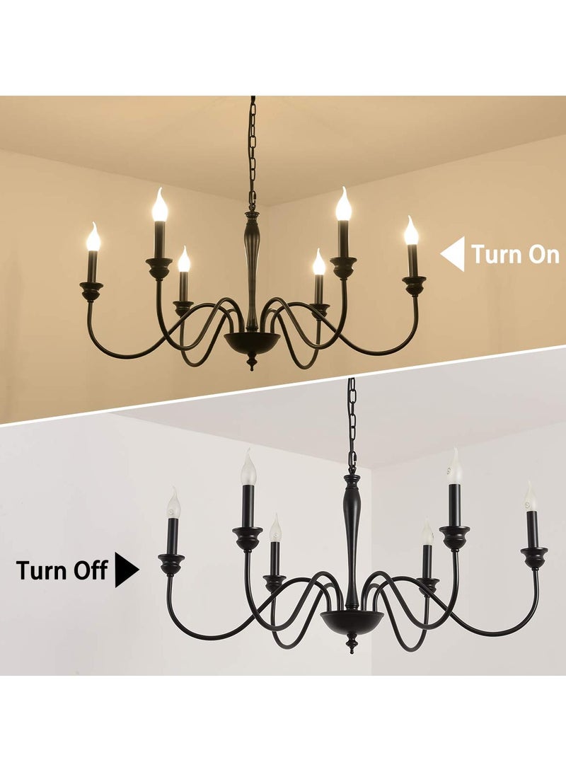 Ganeed 6-Light Farmhouse Chandeliers Black Classic Candle Ceiling Pendant Light Fixture Rustic Ceiling Chandelier for Foyer,Living Room,Kitchen Island,Dining Room - Image 4