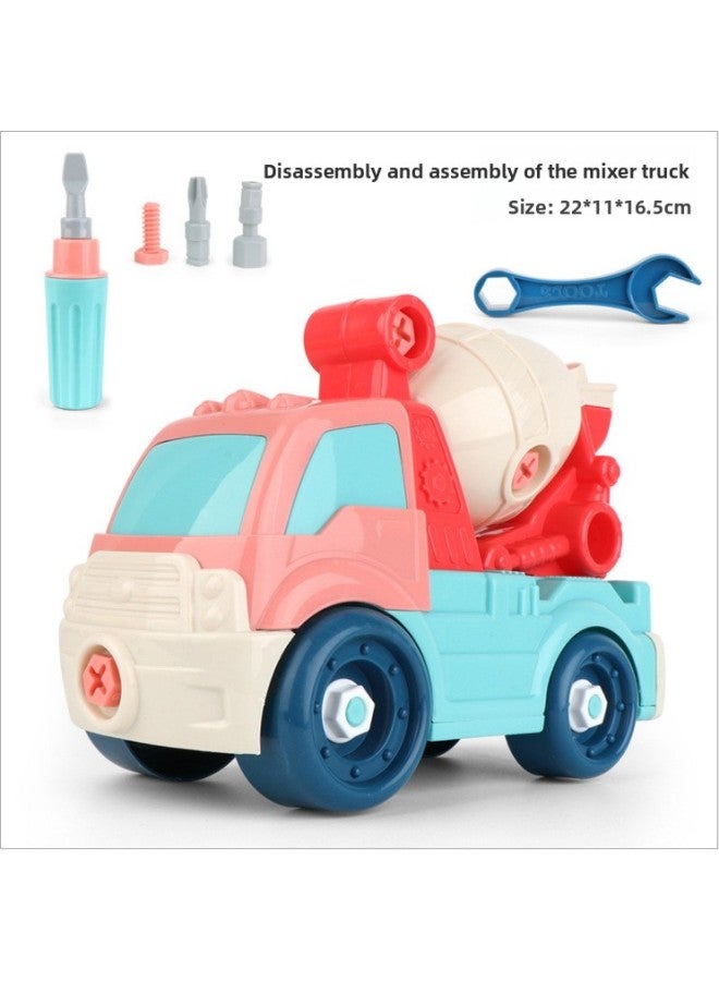 Children's Diy Assembling Engineering Vehicle Model Toy Nut Disassembly And Assembly Combination Toy Boy Toy Excavator Gift-Color:Disassembling And Assembling Mixer Truck - Image 1