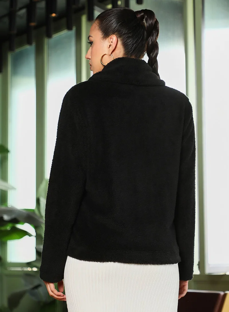 Pinacolada  Women's Onyx Black Fur Shawl Jacket for Women | Best Price UAE