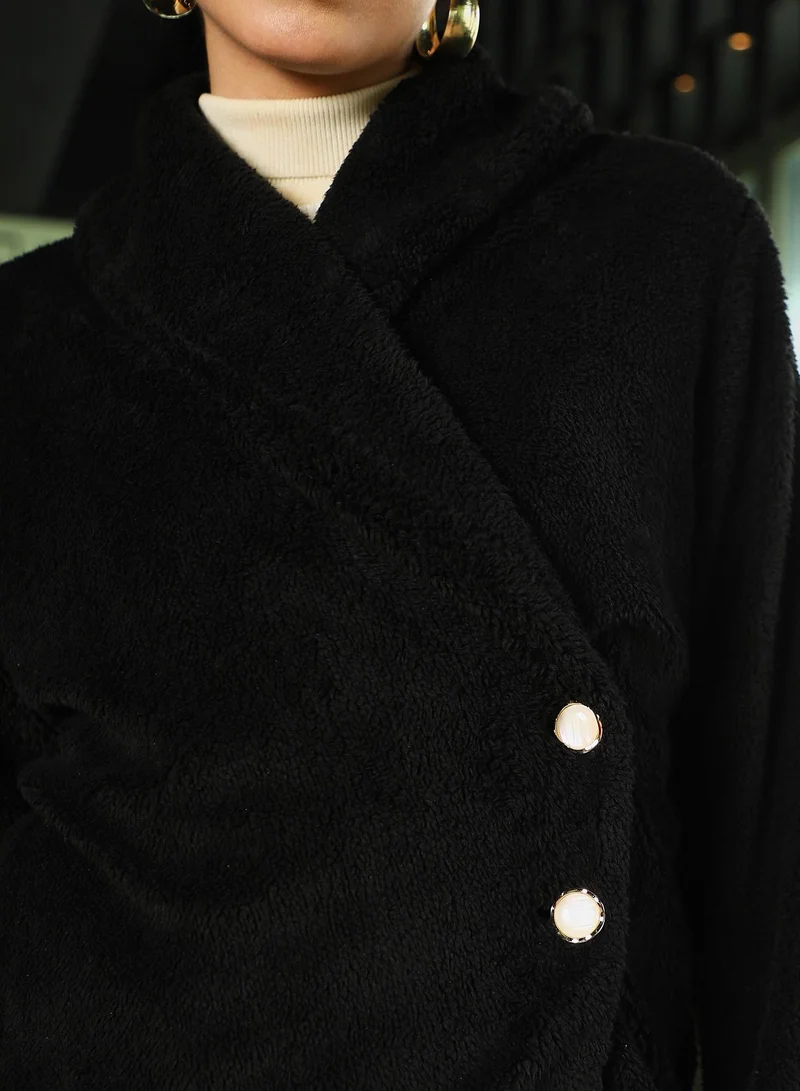Pinacolada  Women's Onyx Black Fur Shawl Jacket for Women | Best Price UAE