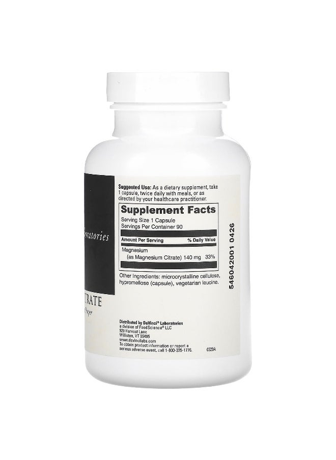 DaVinci Laboratories DaVinci Laboratories, Magnesium Citrate, 140 mg , 90 Capsules  - Image 2
