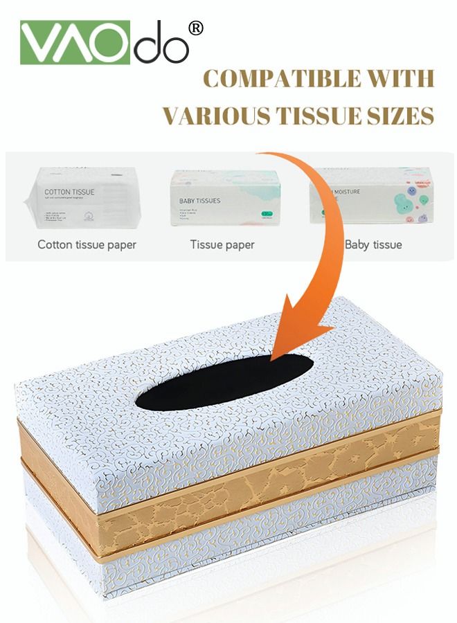 VAOdo Leather Tissue Box Holder Trimmed Design Suitable for Multi-scene Use 24 * 12.5 * 8.5 CM  - Image 3