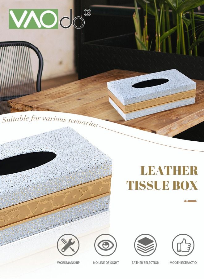 VAOdo Leather Tissue Box Holder Trimmed Design Suitable for Multi-scene Use 24 * 12.5 * 8.5 CM  - Image 2