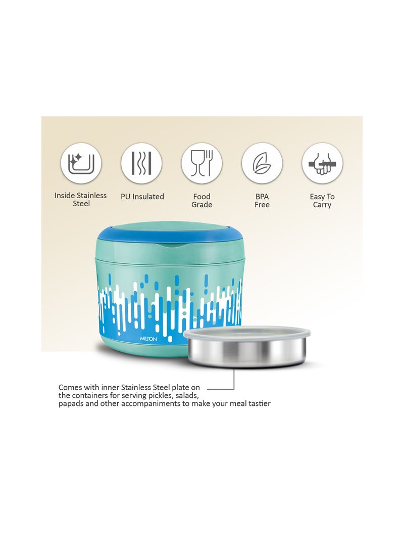 Milton - Milton Big Bite Insulated Inner Stainless Steel Lunch Box With Additional Plate And Handle 900 ml Blue - Image 1