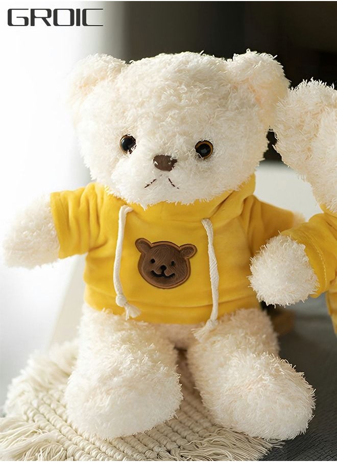 GROIC 30cm Teddy Bear Plush Toy, Labubu Doll Plush Animal Doll, Animal Plush Toy, Children's Cartoon Animal Toy Companion Doll, Bear Doll in Yellow Sweater  - Image 1
