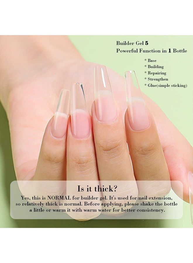 AIMEILI 5 in 1 Builder Base Clear Builder Nail Gel for Nails Extension and No Wipe Top Set Soak Off U V LED Gel Nail Lacquer - Image 5