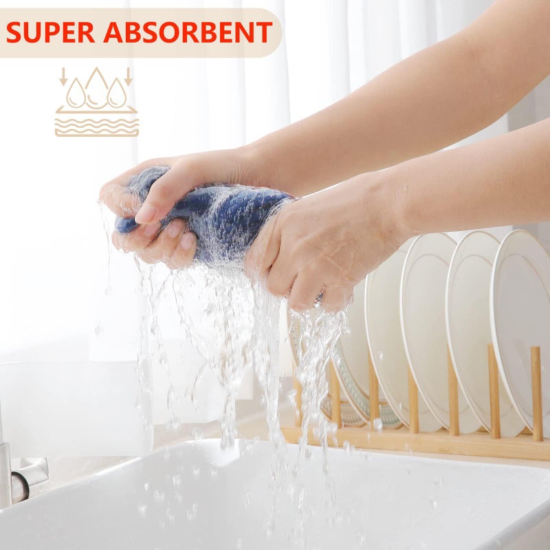 Homaxy 100% Cotton Waffle Weave Kitchen Dish Cloths  Ultra Soft Absorbent Quick Drying Dish Towels  12 x 12 Inches  8-Pack  Navy Blue - Image 3