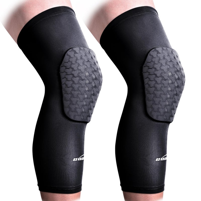 COOLOMG Basketball Knee Pads Compression Leg Sleeves for Volleyball Football Weightlifting Black M - Image 1