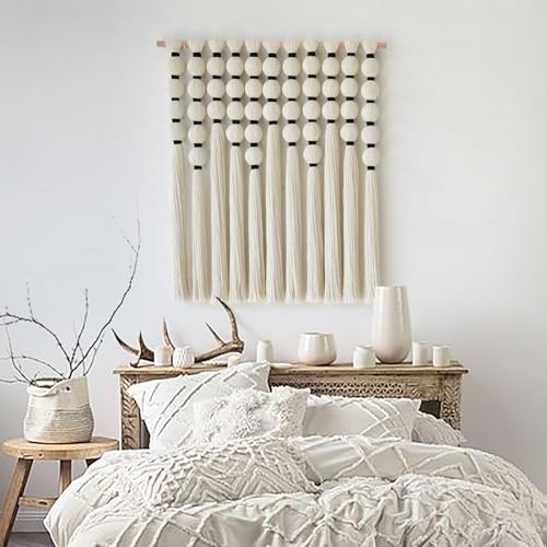 IOWER Macrame Wall Hanging 27 W x 31 L Boho Wall Decor Sphericity Cotton Textile Wall Hanging Art Fiber Yarn Art Handmade Detachable Assembly - Image 3