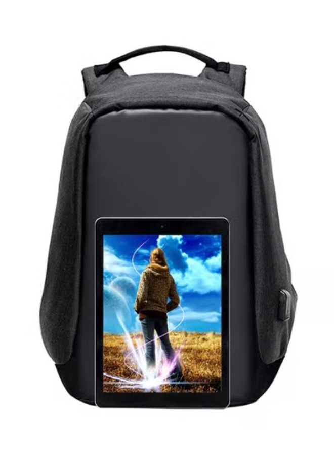 ACLIX Waterproof Nylon USB Charging Anti Theft Travel Backpack Black - Image 3