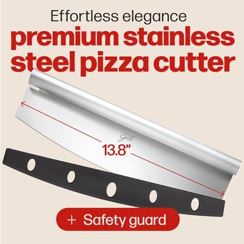 Hans Grill Pizza Cutter Rocker Blade By Hans Grill 14" Large Pizza Slicer Sharp | Stainless Steel Rocking Pizza Knife Cutter | Professional Nonstick Pizza Cutter Rocker Knife With Safety Cover | Dishwasher Safe - Image 2
