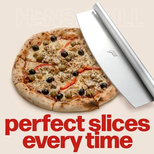 Hans Grill Pizza Cutter Rocker Blade By Hans Grill 14" Large Pizza Slicer Sharp | Stainless Steel Rocking Pizza Knife Cutter | Professional Nonstick Pizza Cutter Rocker Knife With Safety Cover | Dishwasher Safe - Image 3