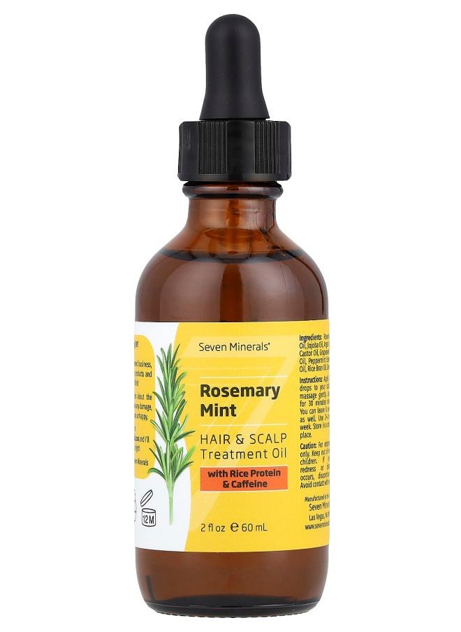 Seven Minerals - Rosemary Mint Hair & Scalp Treatment Oil With Rice Protein & Caffeine  2 fl oz (60 ml) - Image 1