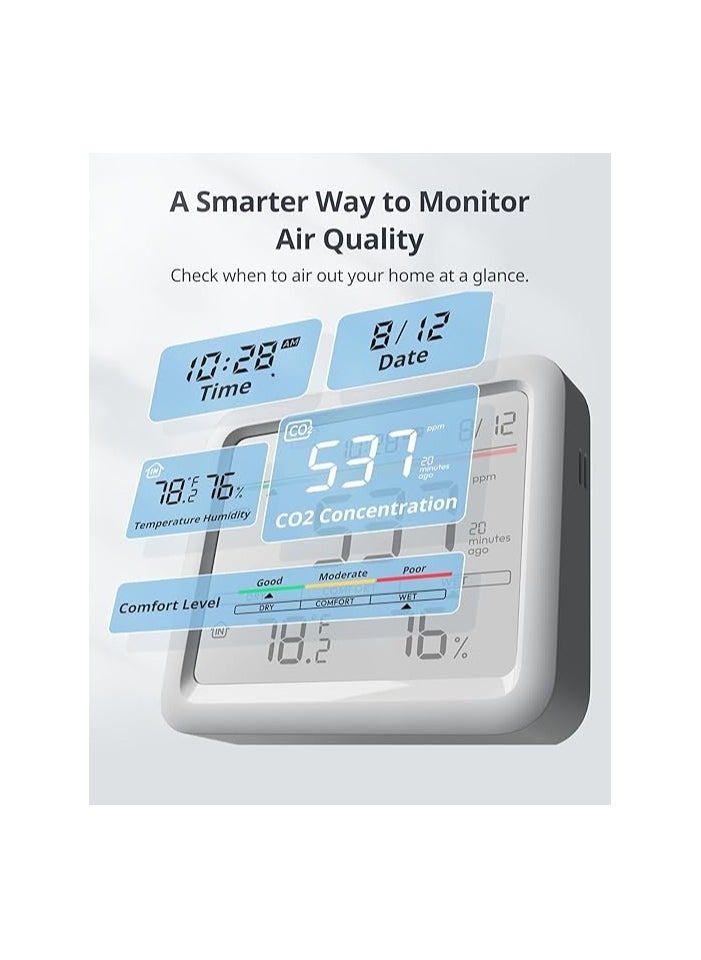 SwitchBot SwitchBot Meter Pro CO2 Air Quality Monitor – 5-in-1 Indoor Sensor with Alarm, Large Display, Bluetooth, 2-Year Data Storage – Battery Included (White)  - Image 3