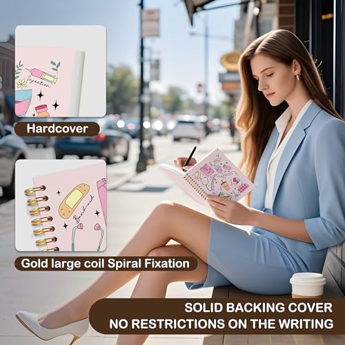 VIIJJUE Nurse Notebook, Nursing Notebook, Nursing Student Gifts, Nurse Appreciation Gifts, Nurse Supplies, Pink Nurse Hardcover Spiral Journal Notebook 5.5x8.3 Inch - Image 5