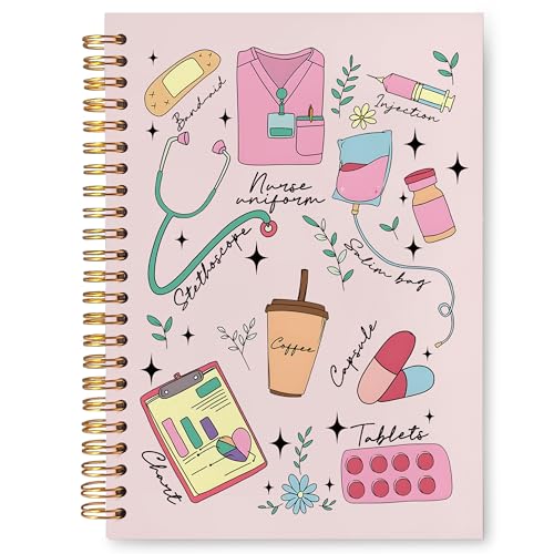 VIIJJUE Nurse Notebook, Nursing Notebook, Nursing Student Gifts, Nurse Appreciation Gifts, Nurse Supplies, Pink Nurse Hardcover Spiral Journal Notebook 5.5x8.3 Inch - Image 1
