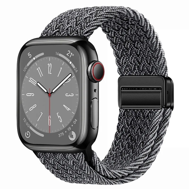 Bluejw New Magnetic Nylon Braided Loop Strap for Apple Watch Series 9 8 – Replace the Watch Strap with Elastic Bracelet & 49mm Metal Buckle Band for Women - Image 1