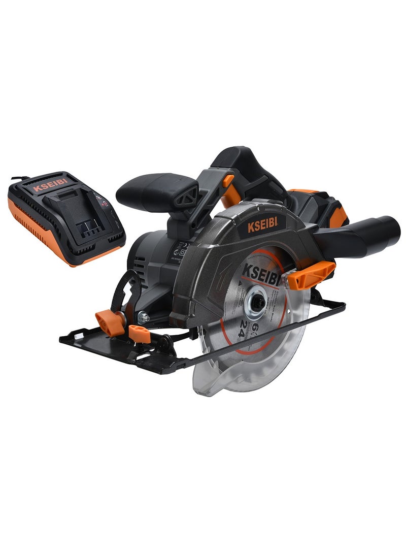 KSEIBI KKS 20V-165, 20V Cordless Circular Saw, 165MM, 1 Battery 201C, Charger 220-240/50-60Hz, Portable Circular Saw, Woodworking Tool, for Cutting Wood, Trimming, Outdoor Projects, Precise Cutting.  - Image 1