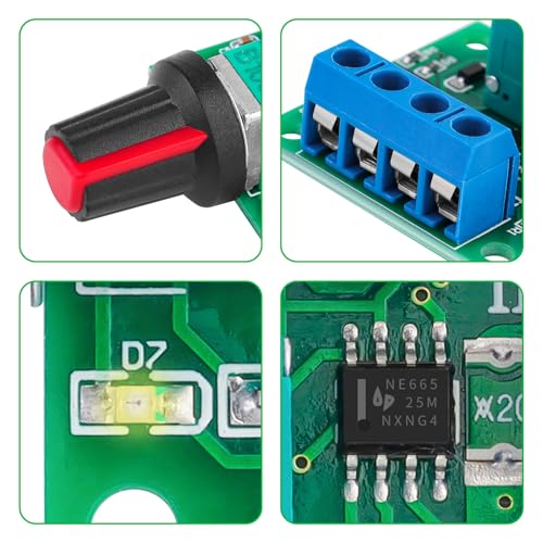 YELUFT 2PCS PWM Low Voltage DC Motor Speed​ Controller 1.8V 3V 5V 6V 12V, 2A 30W Adjustable Driver DC Motor Speed​Regulator Switch with Speed Control Knob 1803BK - Image 5