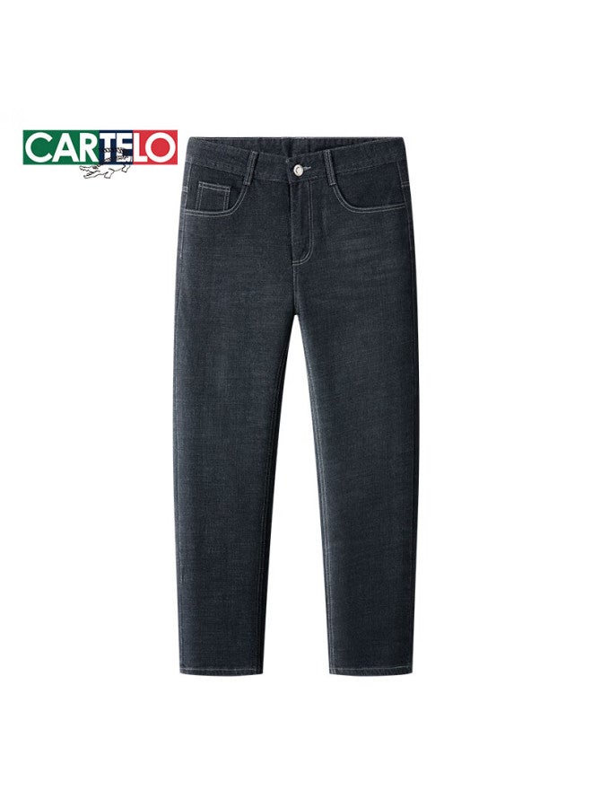 Limeng Men's Jeans, Straight-leg, Loose-fit, Elastic, Plus Size, All-season Casual Jeans, Trendy, Black , Size 40 - Image 1