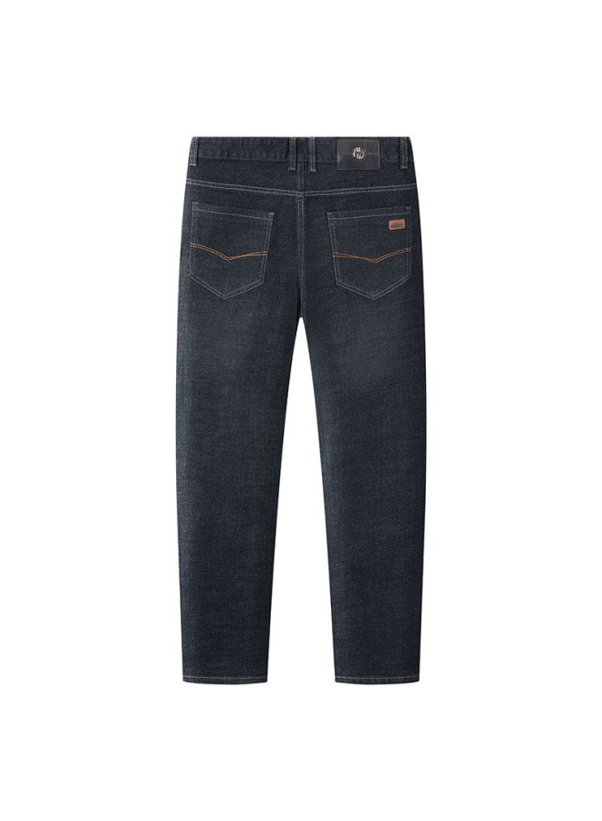 Limeng Men's Jeans, Straight-leg, Loose-fit, Elastic, Plus Size, All-season Casual Jeans, Trendy, Black , Size 40 - Image 2