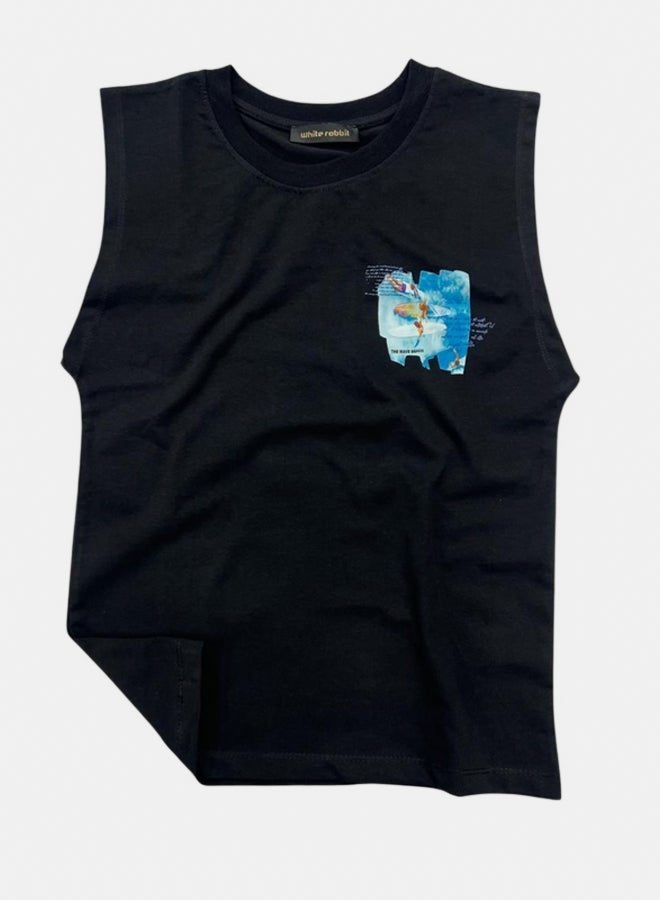 WHITE RABBIT Printed Cut T-Shirt Kids – Black - Image 1