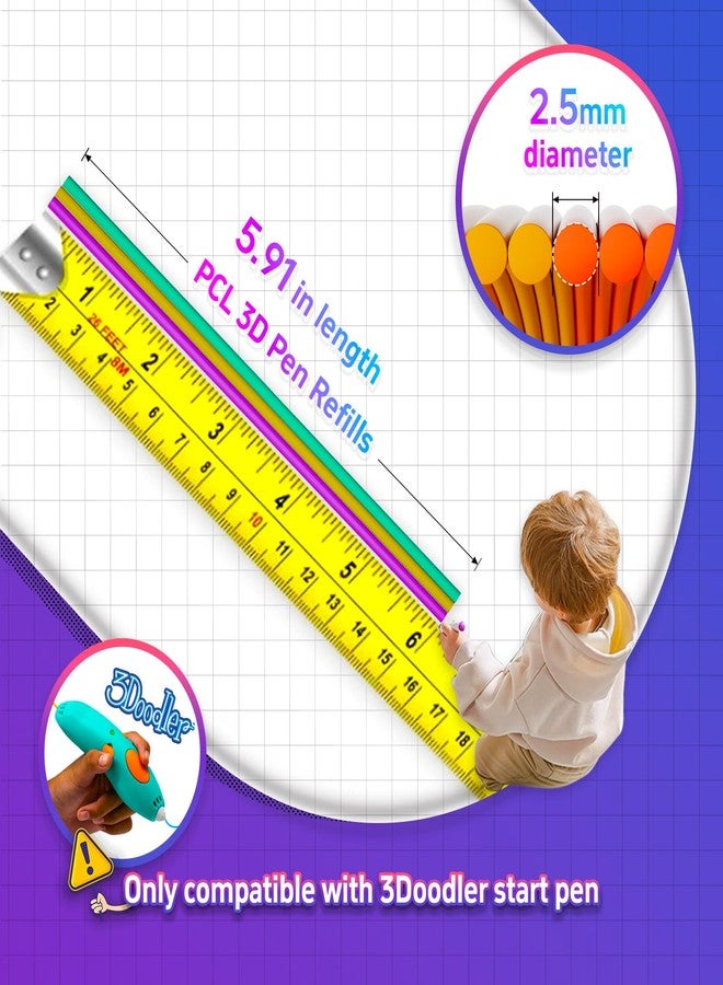 Topus 150Pcs 3D Pen Filament Refills Compatible with 3Doodler Start+ Pen, 25 Colors 3D Filament Bundle, 3D Pen Refill Sticks with 15cm x 6Pcs Per Color, Low Print Temperature PCL Filament 2.5mm Thick - Image 3