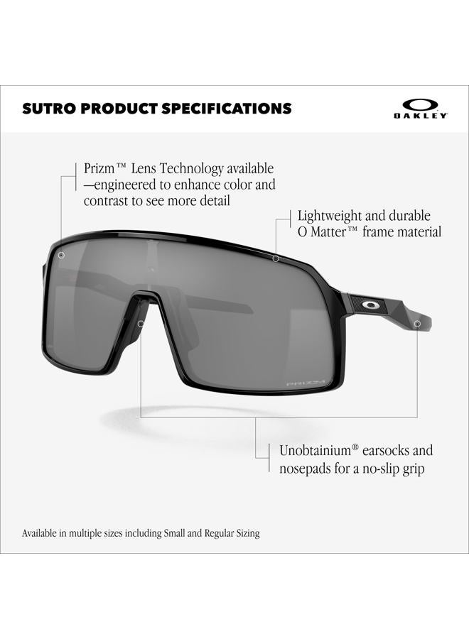 OAKLEY Men's OO9406 Sutro Rectangular Sunglasses, Matte Black/Prizm Sapphire, 37 mm - Image 4