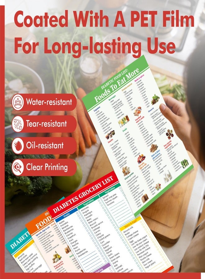 Gethelud 18 Sheets Diabetic Food List, Laminated Diabetes Breakfast/Lunch/Dinner Meal Plan, Grocery Lists & Food List with Carbs, Calories, and GI for Nutrition, Blood Sugar Control and Diabetes Management - Image 5