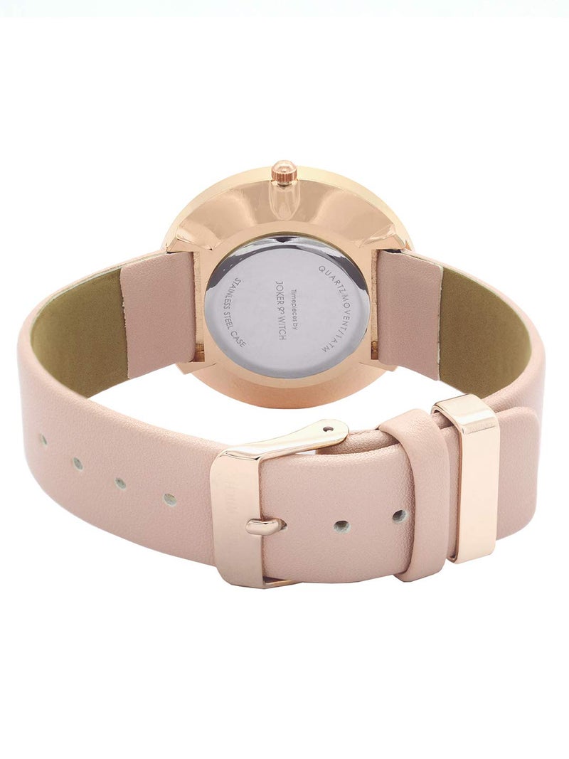 Joker & Witch Women Hailey 36mm White Dial 18mm Pink Faux Leather Watch - Image 5