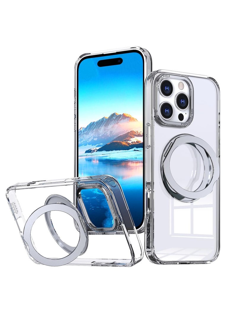 Aookay for iPhone 16 Pro Max Case with 360° Rotatable Stand, Compatible with MagSafe, Mil-Grade Protection [Magnetic Kickstand & Ring Holder] Slim Shockproof Translucent Matte Hard Case (Clear) - Image 1