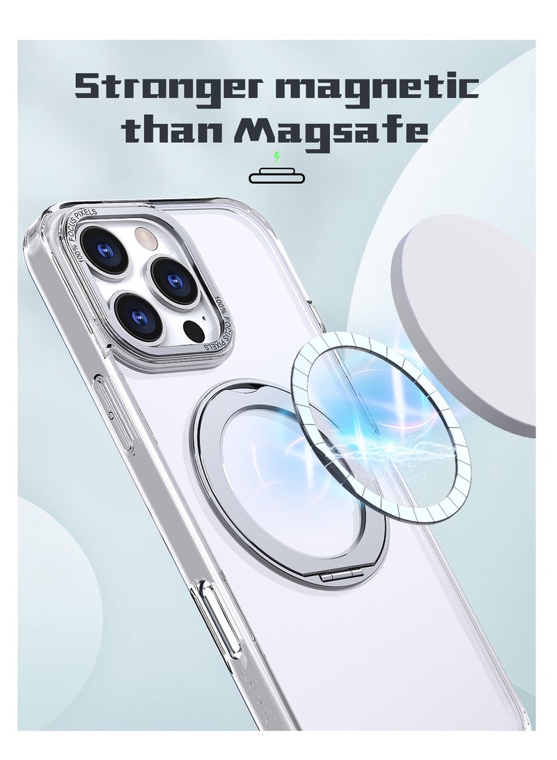 Aookay for iPhone 16 Pro Max Case with 360° Rotatable Stand, Compatible with MagSafe, Mil-Grade Protection [Magnetic Kickstand & Ring Holder] Slim Shockproof Translucent Matte Hard Case (Clear) - Image 2