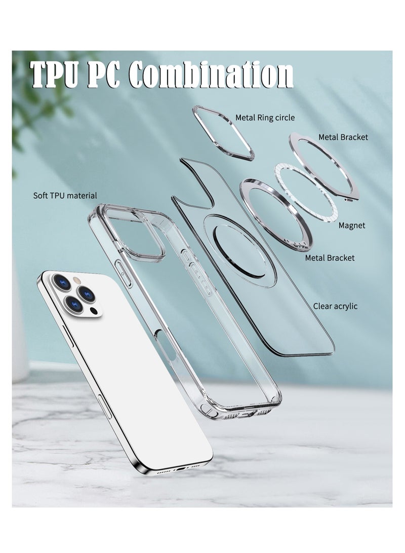 Aookay for iPhone 16 Pro Max Case with 360° Rotatable Stand, Compatible with MagSafe, Mil-Grade Protection [Magnetic Kickstand & Ring Holder] Slim Shockproof Translucent Matte Hard Case (Clear) - Image 4