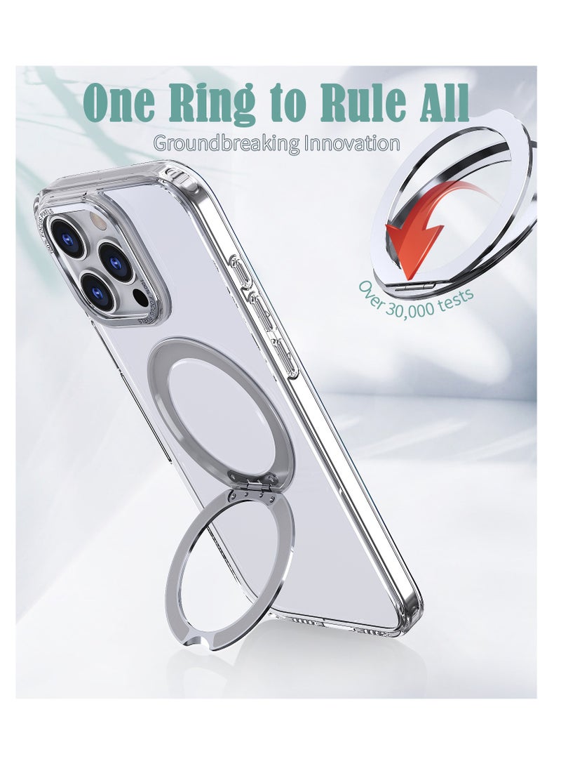 Aookay for iPhone 16 Pro Max Case with 360° Rotatable Stand, Compatible with MagSafe, Mil-Grade Protection [Magnetic Kickstand & Ring Holder] Slim Shockproof Translucent Matte Hard Case (Clear) - Image 5