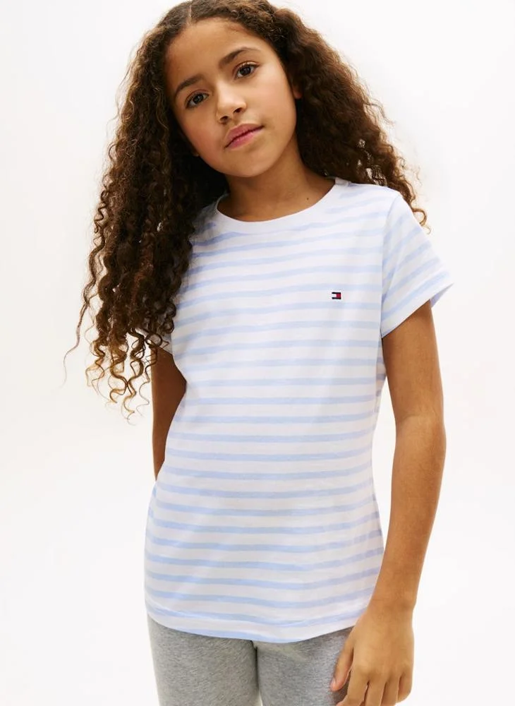 TOMMY HILFIGER Kids 2-Pack Signature  Stripe Crew Neck T-Shirts