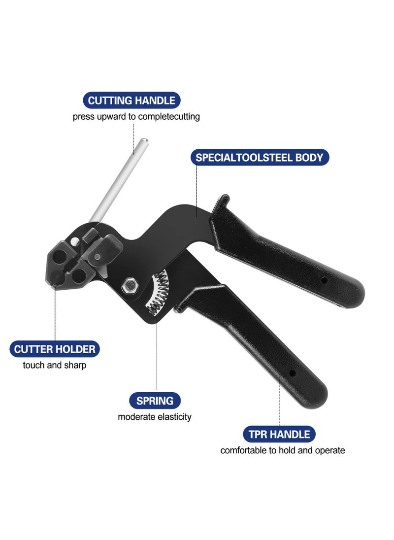 Stainless Steel Cable Tie Gun, Adjustable Cable Tie Gun with 100 Pcs Stainless Steel Cable Ties for Fastening Cables and Pipes Self-Locking Zip Ties Kit Metal Zip Tie Tool Kit - Image 2