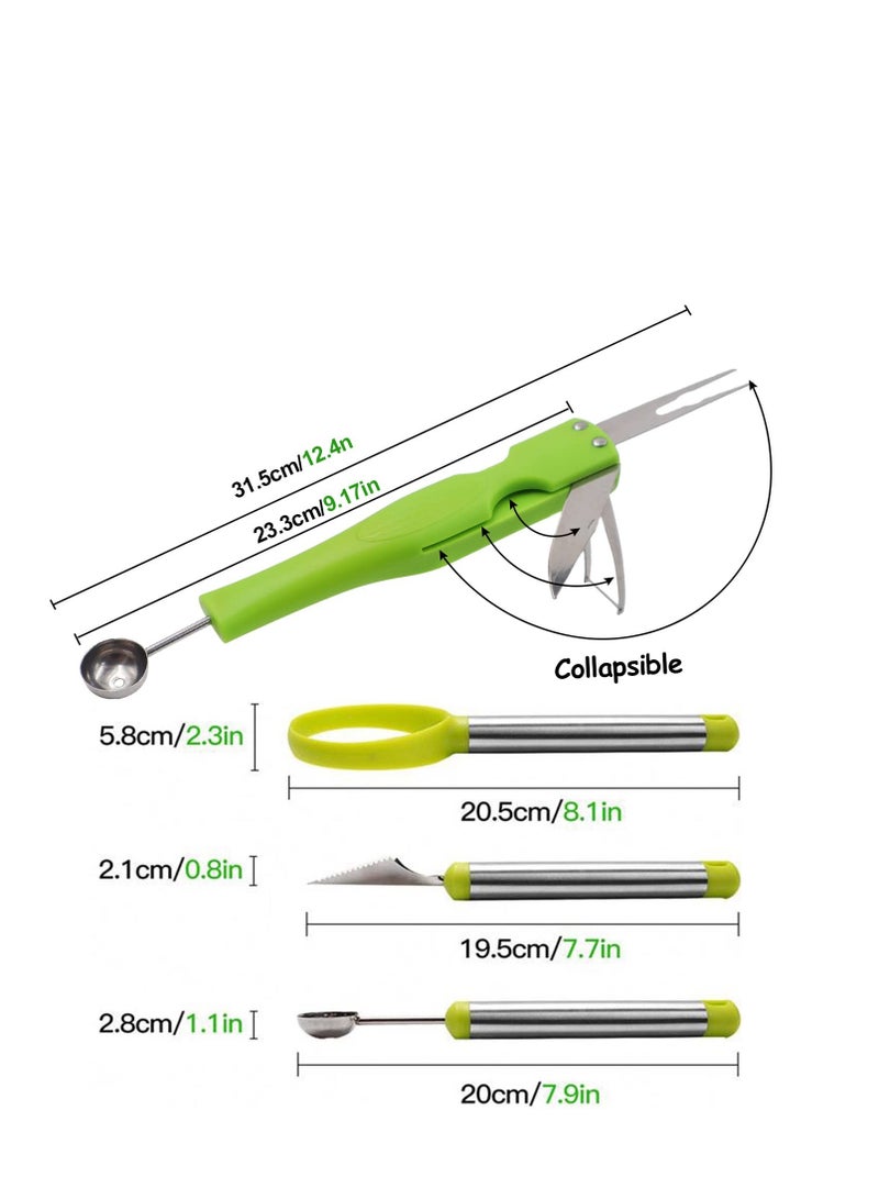 Excefore Watermelon Slicer Cutter with Melon Baller Scoop Set, Portable Stainless Steel Watermelon Cutter, Suitable for Home Party Kitchen Tools and Gadgets - Image 5