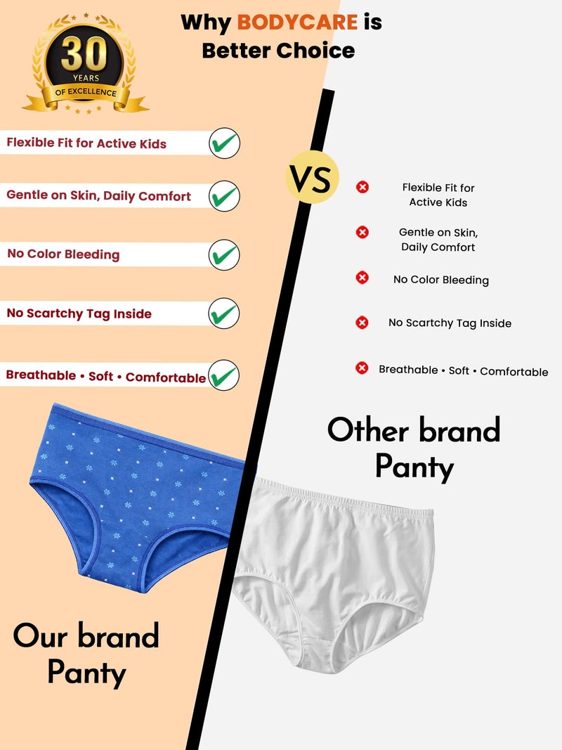 BODYCARE Kids Girls Panty Ultrasoft Underwear 100% Cotton Soft Comfortable | Skin Friendly | Innerwear Pack of 6-Assorted - Image 5
