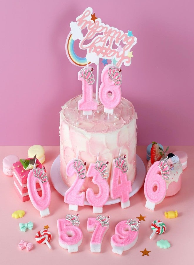 IDIJOLI Pink Birthday Candle Crown Number 4 Candles Cake Candle,Pink Birthday Cake Topper Cupcake Decorations Party Decor for Girls and Women Anniversary Celebrations Supplies Favors - Image 5