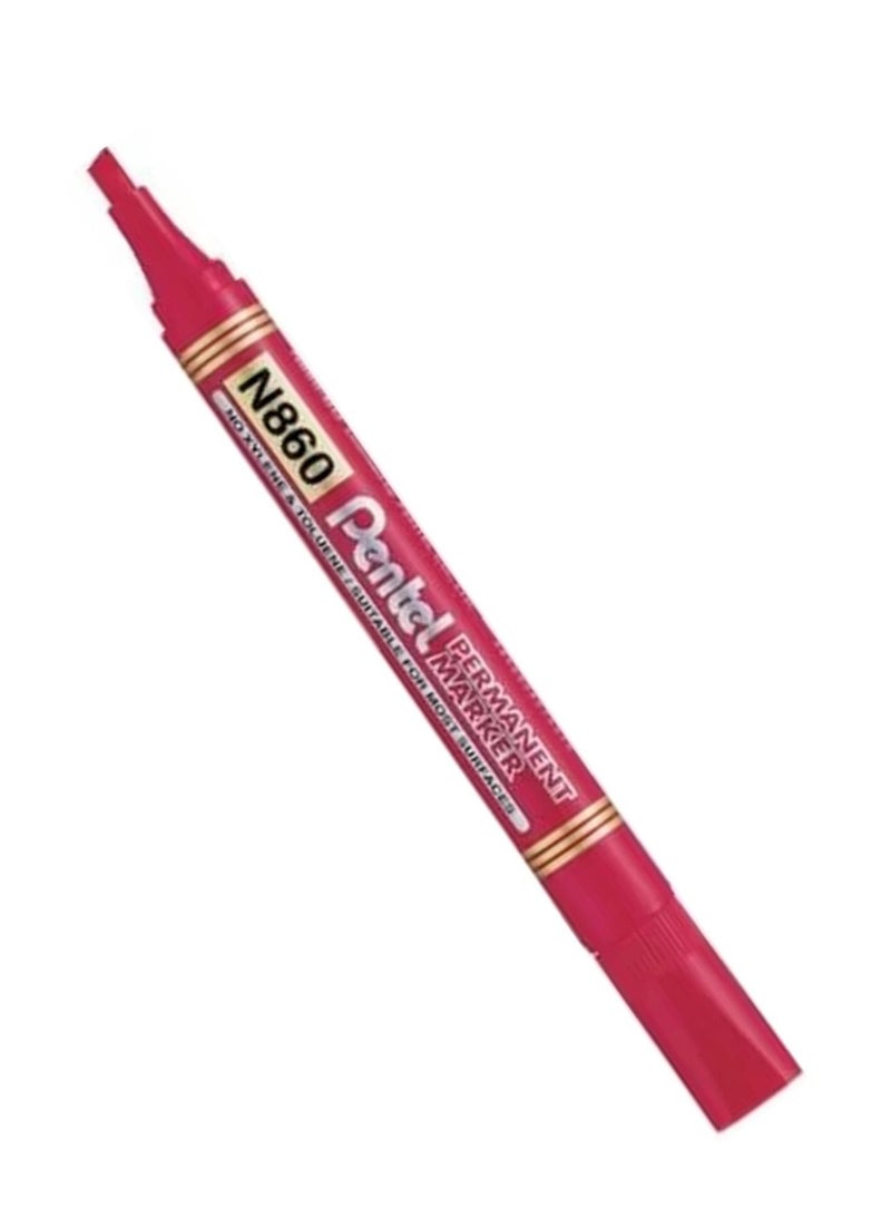Pentel 12 قطعة قلم تحديد دائم طرف مائل حبر أحمر - Image 2
