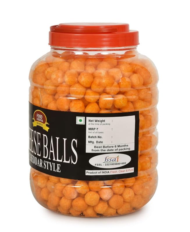 FOOD ESSENTIAL Cheese Balls (Cheddar Flavour, Plant-Based Vegan Snack, Party Pack) 1.6 kg. Pack of 4 [400 gm. each] - Image 3