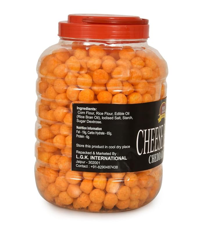 FOOD ESSENTIAL Cheese Balls (Cheddar Flavour, Plant-Based Vegan Snack, Party Pack) 1.6 kg. Pack of 4 [400 gm. each] - Image 2
