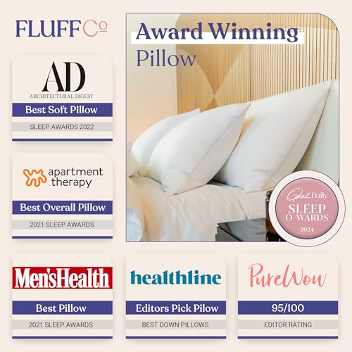 FluffCo Zen Fluff Pillows - Down Alternative - Standard/Queen Bed Pillow for Sleeping Made in USA - Luxury Hotel-Quality Pillow - 100% Cotton, 300 Thread Count (Soft Queen Size 1 Pack) - Image 2