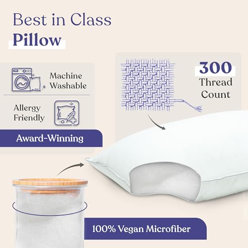 FluffCo Zen Fluff Pillows - Down Alternative - Standard/Queen Bed Pillow for Sleeping Made in USA - Luxury Hotel-Quality Pillow - 100% Cotton, 300 Thread Count (Soft Queen Size 1 Pack) - Image 3