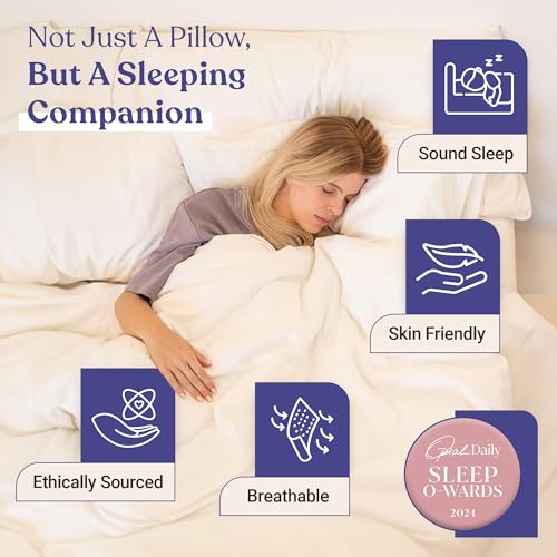 FluffCo Zen Fluff Pillows - Down Alternative - Standard/Queen Bed Pillow for Sleeping Made in USA - Luxury Hotel-Quality Pillow - 100% Cotton, 300 Thread Count (Soft Queen Size 1 Pack) - Image 4