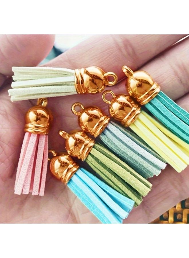 30 Pieces Mixed Color Tassel Charm Set With Golden Caps For DIY Jewelry Making - Image 3