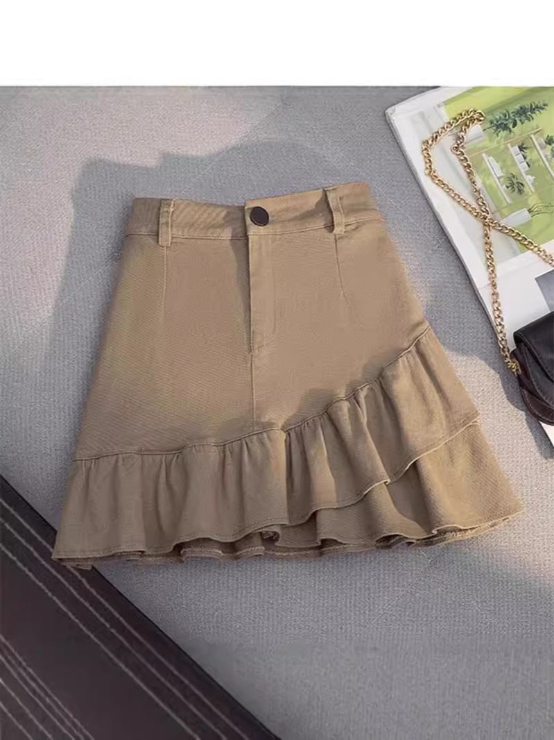 Irregular Denim Skirt 2023 High-End Women'S Fashion Short High Waist Slimming A- Shaped Hip Skirt - Image 2